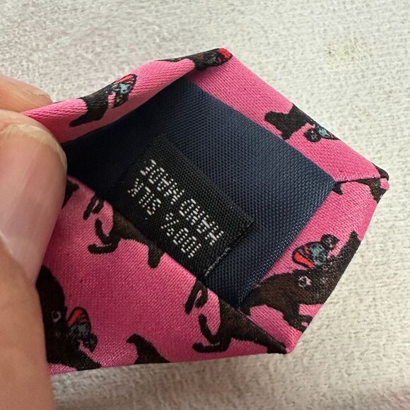 Beauxtied Pink Horsemen Patterned 100% Silk Tie - Picture 3 of 4